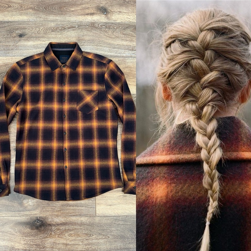 Nomad by Craft + Flow Rust Black Plaid Sierra Lined Flannel Size M 🍂LIKE NEW🍂 - Picture 1 of 14